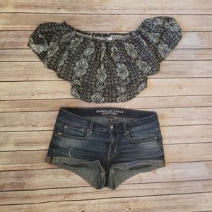 Xhilaration Black and White Crop Top